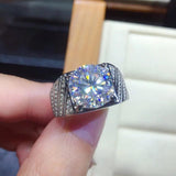 Men's Lab Moissanite Diamond Ring 925 Silver Engagement Wedding Band