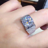 Men's Lab Moissanite Diamond Ring 925 Silver Engagement Wedding Band