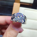 Men's Lab Moissanite Diamond Ring 925 Silver Engagement Wedding Band
