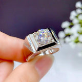 Men's Lab Moissanite Diamond Ring 925 Silver Engagement Wedding Band