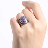 Charoite Silver Ring for Women Vintage Wedding Bands