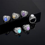 Charoite Silver Ring for Women Vintage Wedding Bands