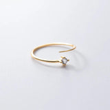 925 Silver Zircon Open Finger Rings Wedding Adjustable Fine Jewellery