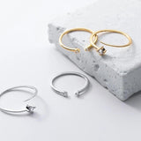 925 Silver Zircon Open Finger Rings Wedding Adjustable Fine Jewellery