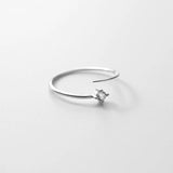 925 Silver Zircon Open Finger Rings Wedding Adjustable Fine Jewellery