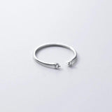 925 Silver Zircon Open Finger Rings Wedding Adjustable Fine Jewellery
