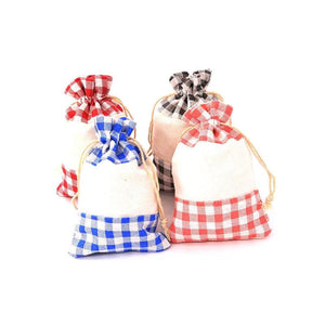 5pcs Linen Cotton Bags 10x14 13x18cm Grids Muslin Jewelry Cosmetics Packaging