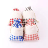 5pcs Linen Cotton Bags 10x14 13x18cm Grids Muslin Jewelry Cosmetics Packaging