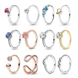 925 Sterling Silver Heart Ring Princess Daisy Crown Star Shine Women Commemorate