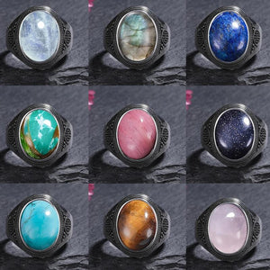 Sterling Silver Oval Rhodochrosite Labradorite Ring Women Wedding Engagement