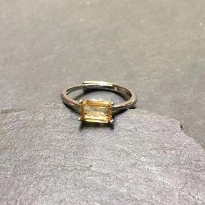 MM Natural Citrine Ring Adjustable Female Ring Jewelry for Women