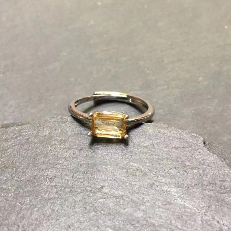 MM Natural Citrine Ring Adjustable Female Ring Jewelry for Women
