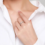 925 Silver CZ Geometric Stackable Rings For Women Wedding