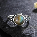 Sterling Silver Moonstone Labradorite Rhodochrosite Ring