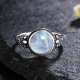 Sterling Silver Moonstone Labradorite Rhodochrosite Ring