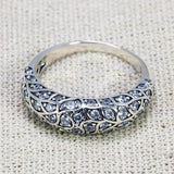 Vintage Flower Zircon Silver Ring for Women 925 Sterling Thai Jewelry