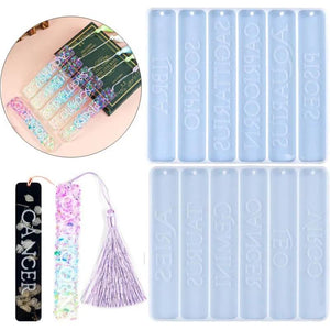 Zodiac Bookmark Epoxy Resin Silicone Molds Casting Pendant Tassel DIY Craft