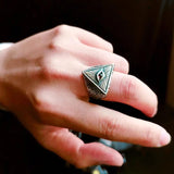 925 Silver Devil Eye Ring for Men Vintage Triangle Wedding Father Gift RG6964
