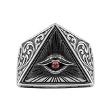 925 Silver Devil Eye Ring for Men Vintage Triangle Wedding Father Gift RG6964