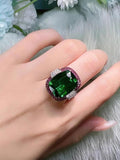Silver Vintage Ruby Emerald Rings for Women Wedding Bands Gemstone Cocktail