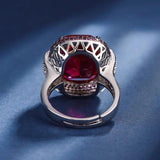 Silver Vintage Ruby Emerald Rings for Women Wedding Bands Gemstone Cocktail