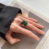 Silver Vintage Ruby Emerald Rings for Women Wedding Bands Gemstone Cocktail