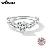 925 Silver Heart CZ Lucky Circle Finger Ring Women Jewelry
