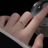 925 Silver Crystal Round Ring Women Jewelry Gift
