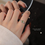 925 Silver Olive Green Zircon Ring for Lady Mom Daughter