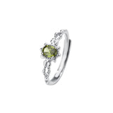 925 Silver Olive Green Zircon Ring for Lady Mom Daughter