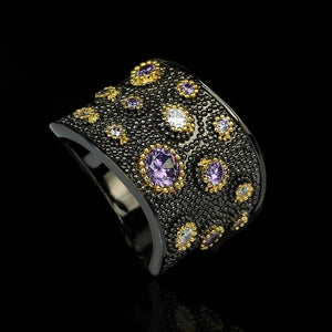 Vintage Zircon Party Ring Exaggerated Jewelry