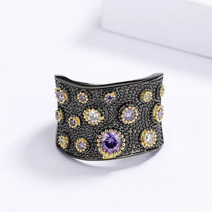 Vintage Zircon Party Ring Exaggerated Jewelry