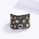 Vintage Zircon Party Ring Exaggerated Jewelry