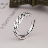 S925 Silver Irregular Retro Open Ring for Travel and Casual Gatherings