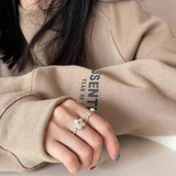 925 Silver Flower Open Finger Ring Classic Stackable