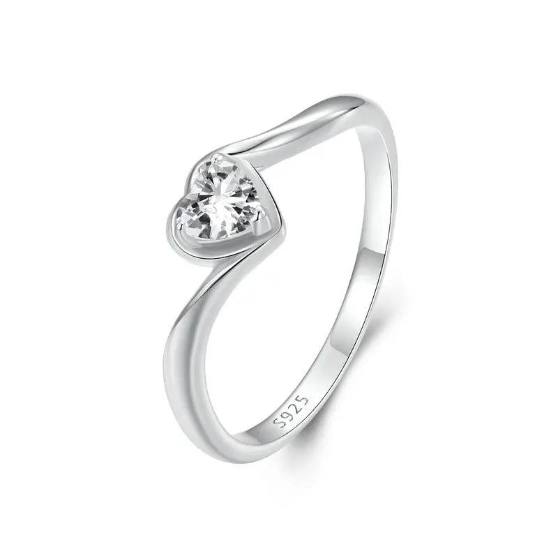 Heart Moissanite Wedding Ring 925 Sterling Silver Promise Rings