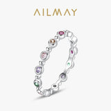 925 Silver Rainbow Zirconia Finger Ring Wedding Jewelry