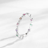 925 Silver Rainbow Zirconia Finger Ring Wedding Jewelry