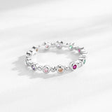 925 Silver Rainbow Zirconia Finger Ring Wedding Jewelry
