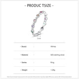 925 Silver Rainbow Zirconia Finger Ring Wedding Jewelry