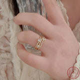 925 Sterling Silver Three Layer Zircon Ring Advanced Sense Ring