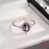 925 Silver Amethyst Zircon Ring for Women