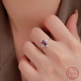 925 Silver Amethyst Zircon Ring for Women