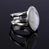 Nasiya S925 Silver Moonstone Engagement Ring for Women