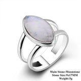 Nasiya S925 Silver Moonstone Engagement Ring for Women