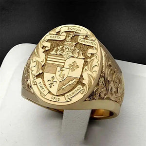 18K Vintage Carved Godfather Ring for Men