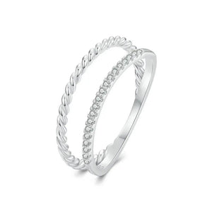 925 Silver CZ Dual Stacking Rings | Eternity Band for Women
