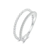 925 Silver CZ Dual Stacking Rings | Eternity Band for Women