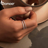 925 Silver CZ Dual Stacking Rings | Eternity Band for Women