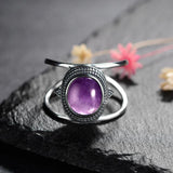 Sterling Silver Labradorite Moonstone Amethyst Lapis Ring